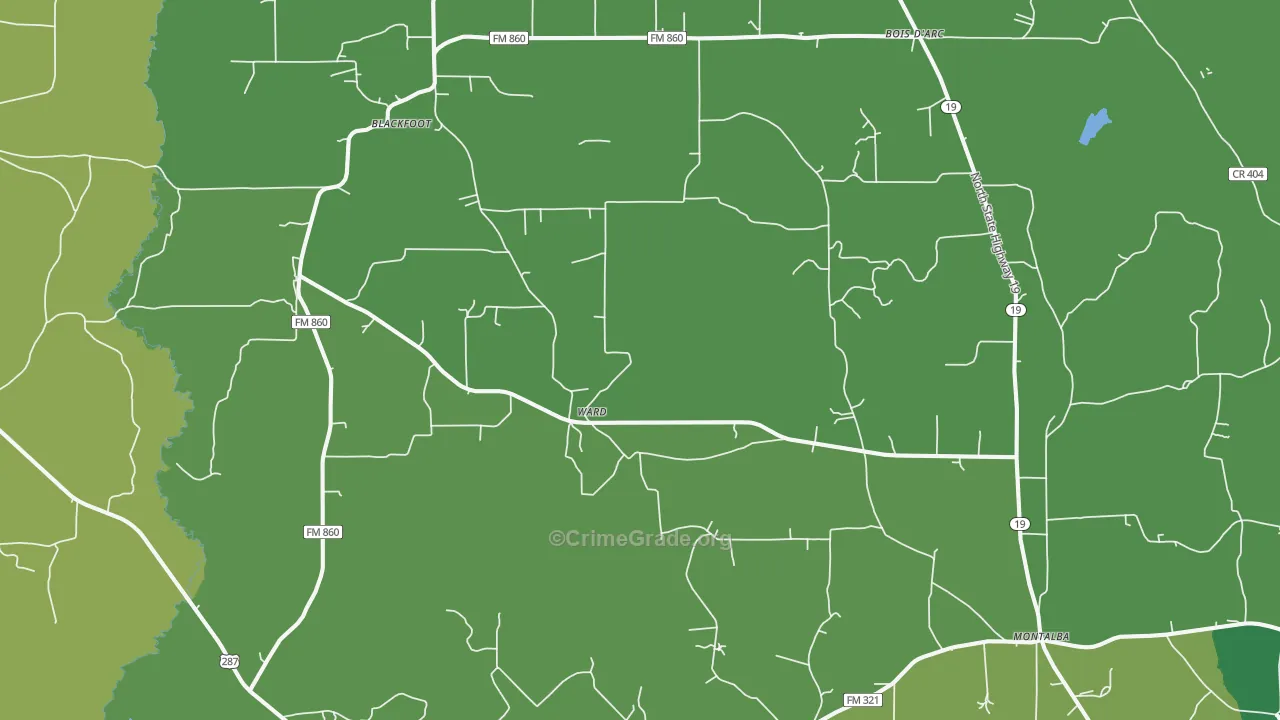 75853, TX Map of Vehicle Theft Rates