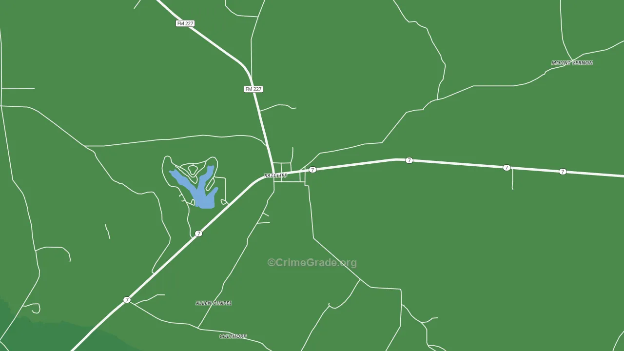 75858, TX Map of Vehicle Theft Rates