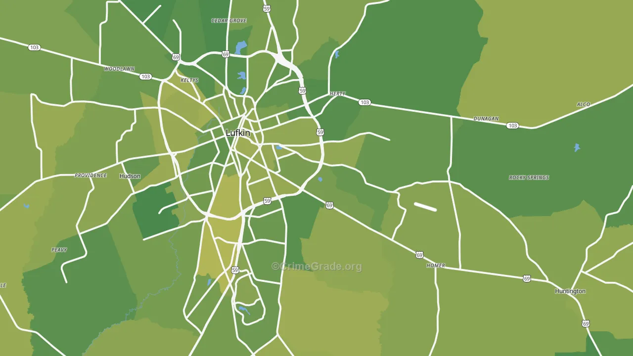 75901, TX Map of Vehicle Theft Rates