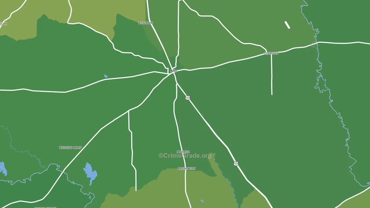 75925, TX Map of Vehicle Theft Rates