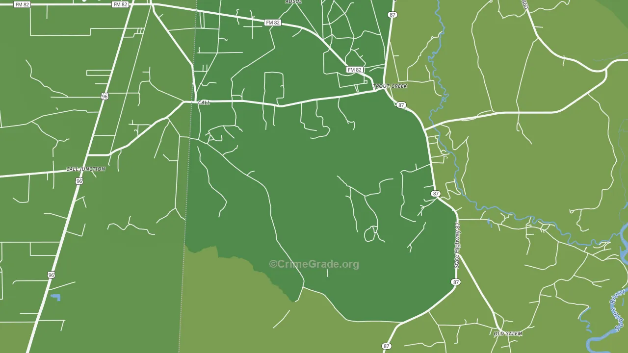 75933, TX Map of Vehicle Theft Rates