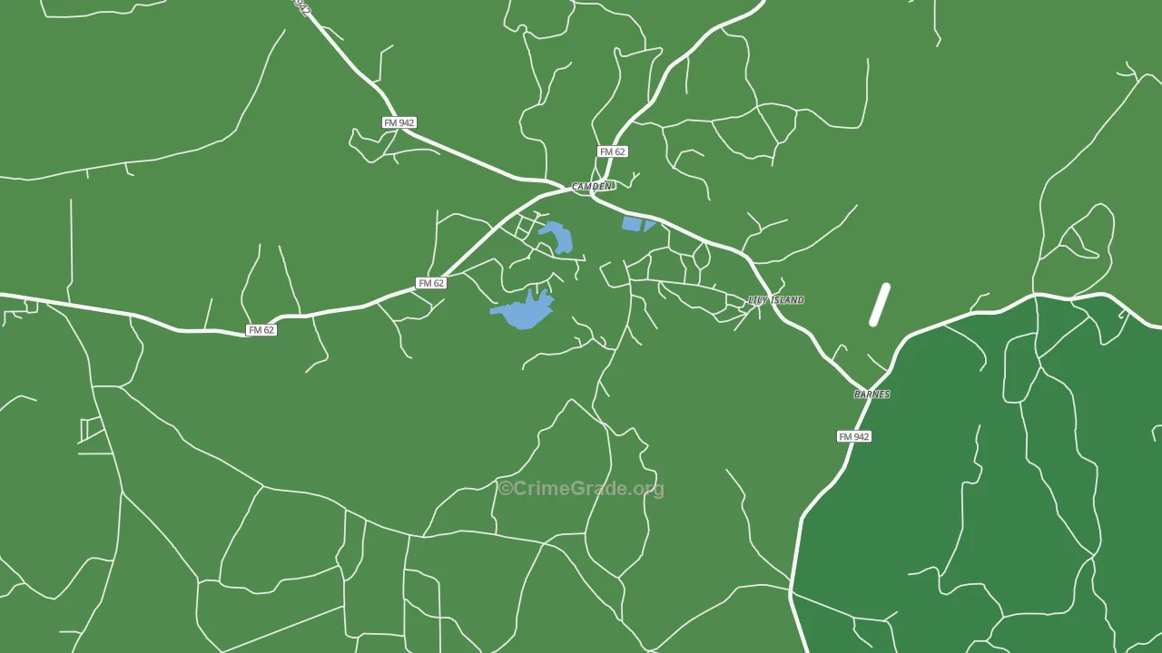 75934, TX Map of Vehicle Theft Rates