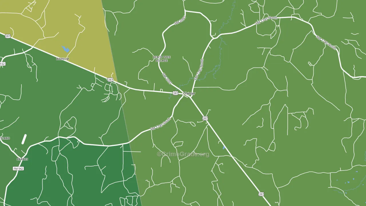 75936, TX Map of Vehicle Theft Rates