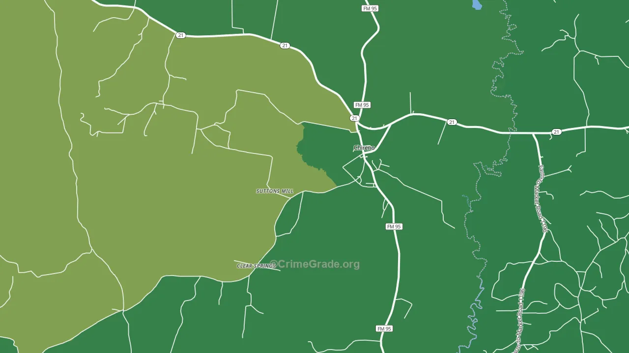 75937, TX Map of Vehicle Theft Rates