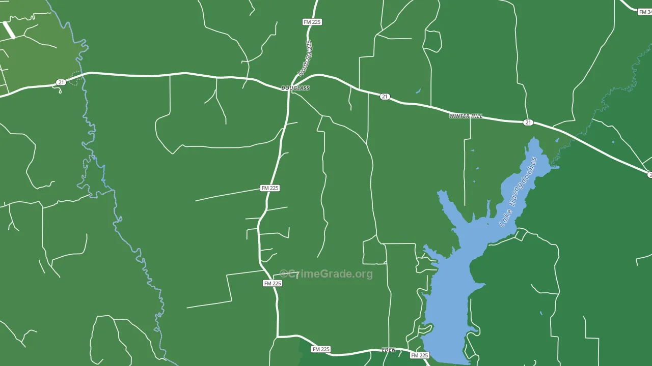 75943, TX Map of Vehicle Theft Rates