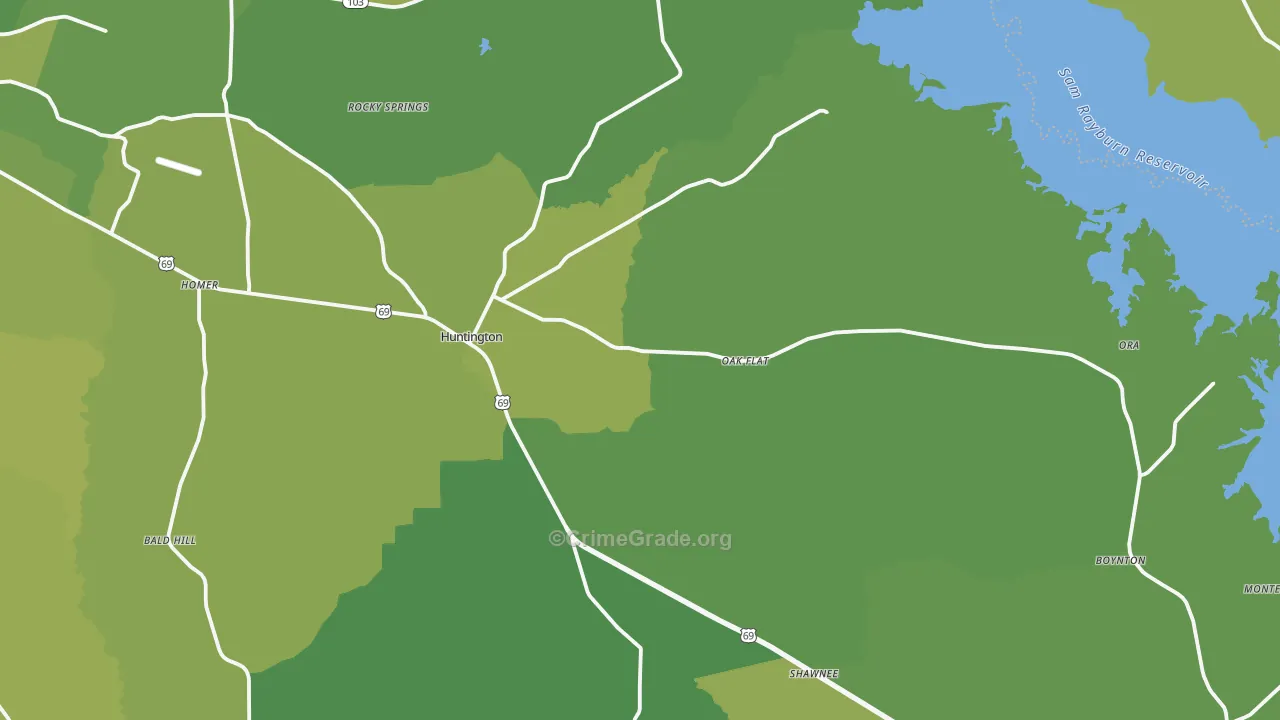 75949, TX Map of Vehicle Theft Rates