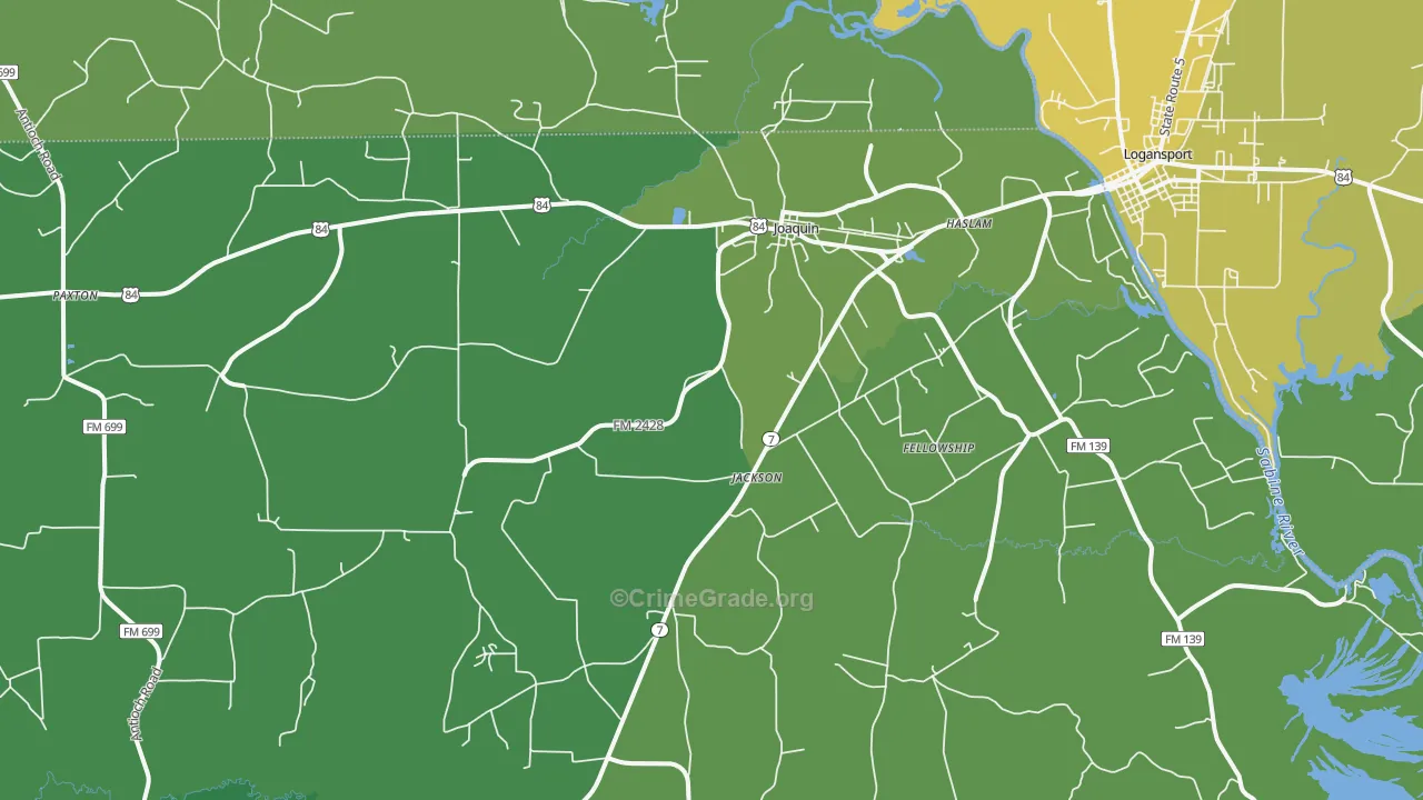 75954, TX Map of Vehicle Theft Rates