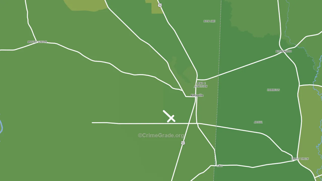 75956, TX Map of Vehicle Theft Rates
