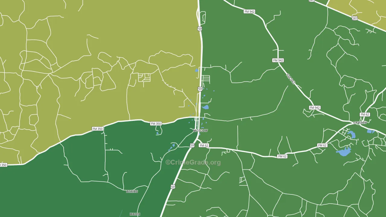 75960, TX Map of Vehicle Theft Rates