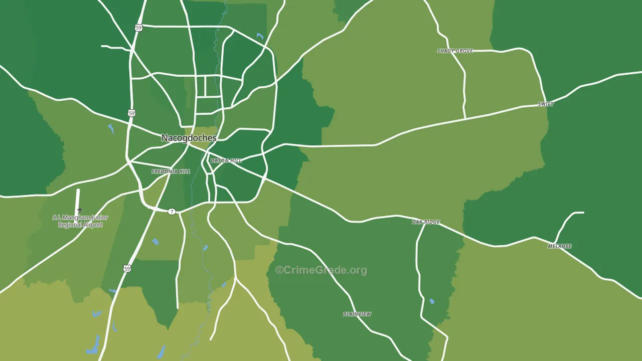75961, TX Map of Vehicle Theft Rates