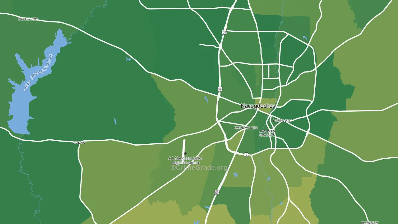 75964, TX Map of Vehicle Theft Rates