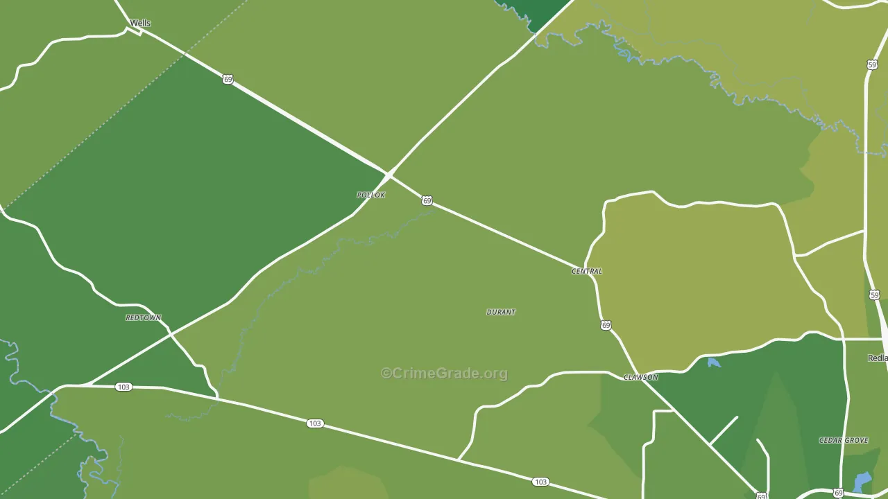 75969, TX Map of Vehicle Theft Rates