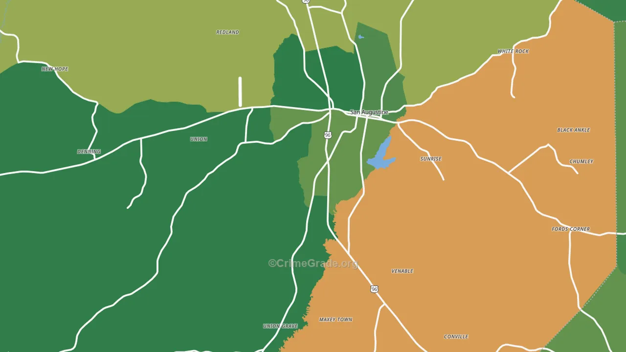 75972, TX Map of Vehicle Theft Rates