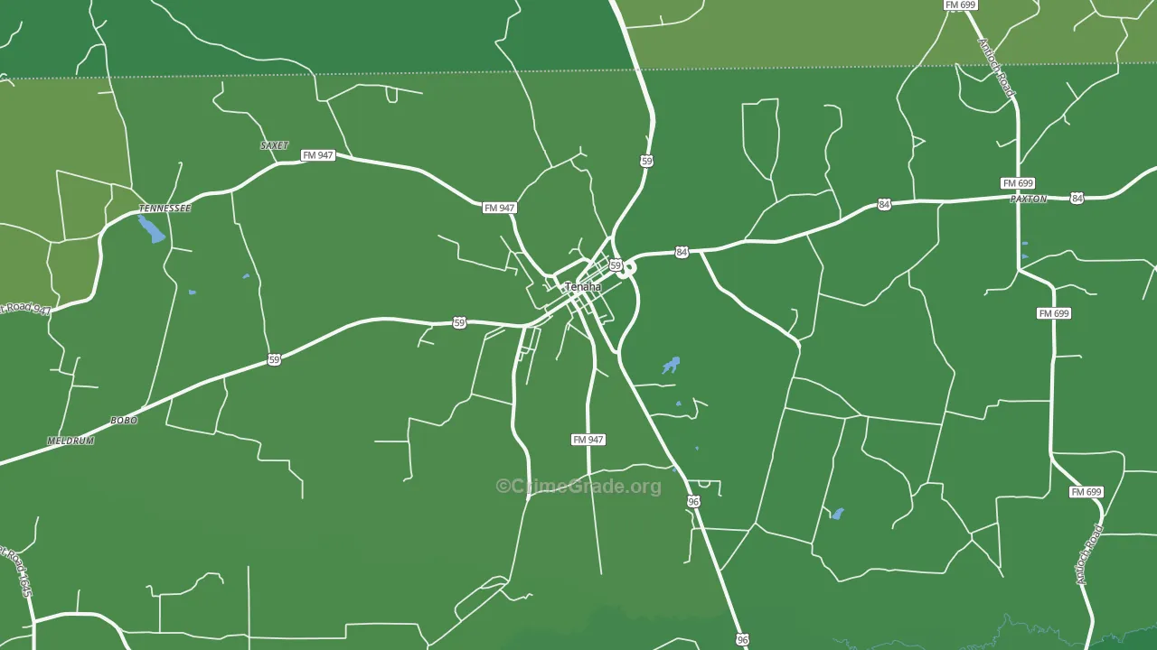 75974, TX Map of Vehicle Theft Rates