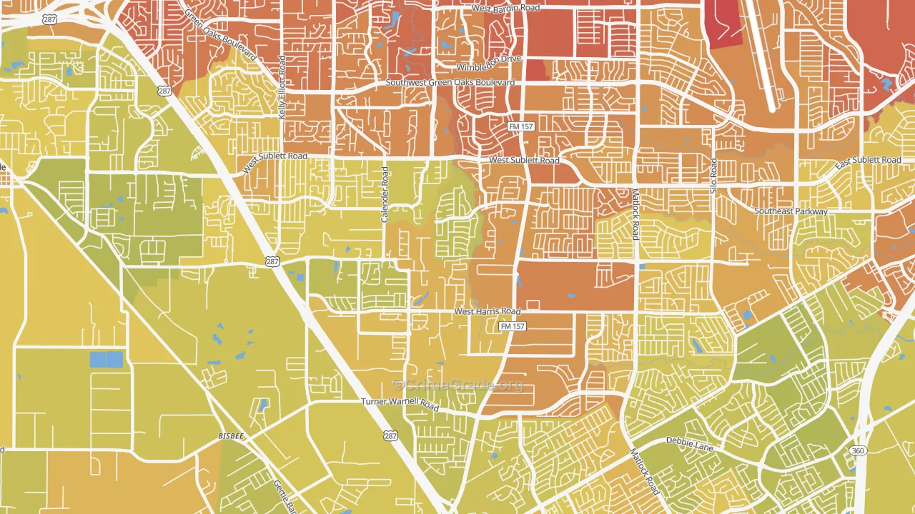 76001, TX Map of Vehicle Theft Rates