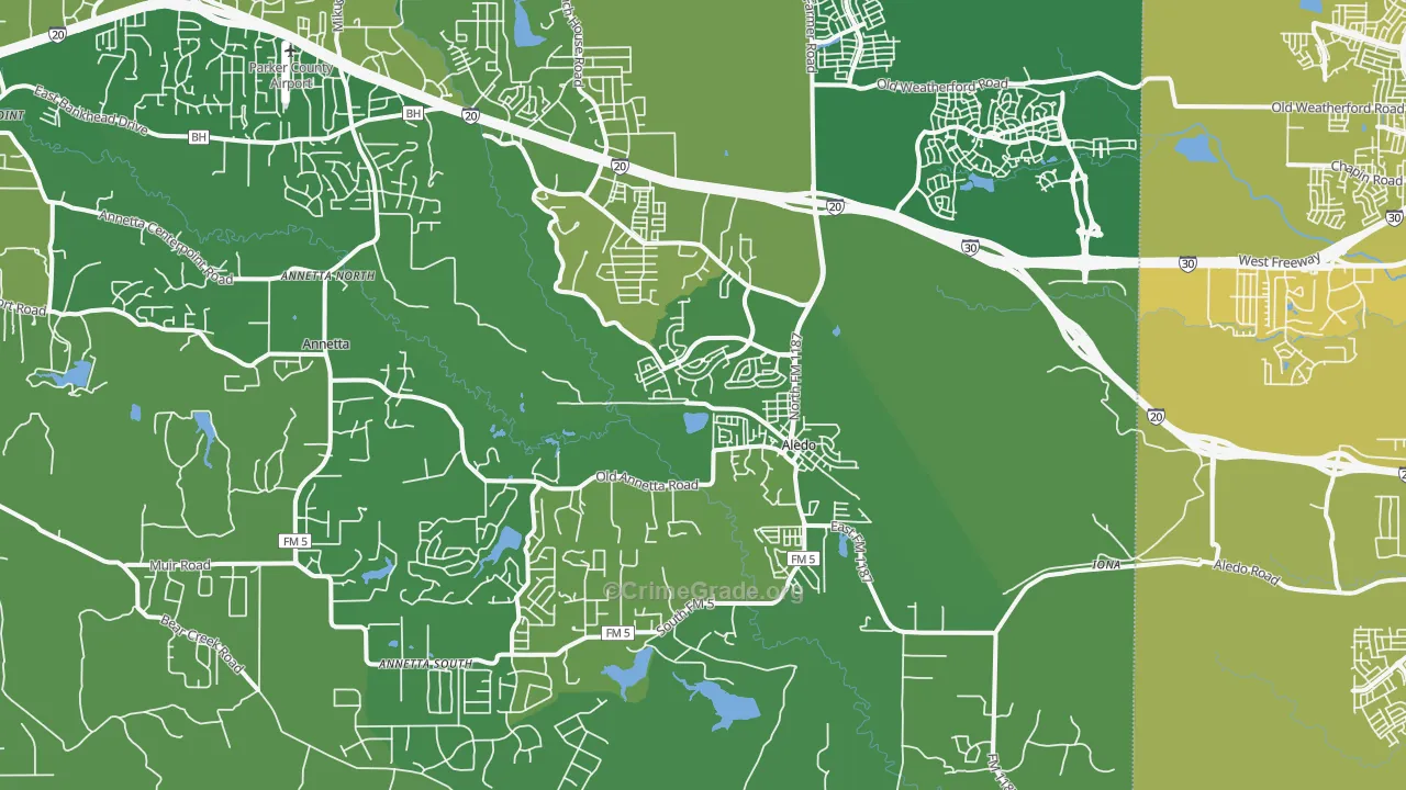 76008, TX Map of Vehicle Theft Rates