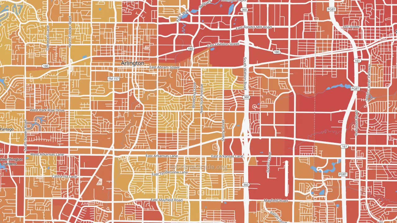 76010, TX Map of Vehicle Theft Rates