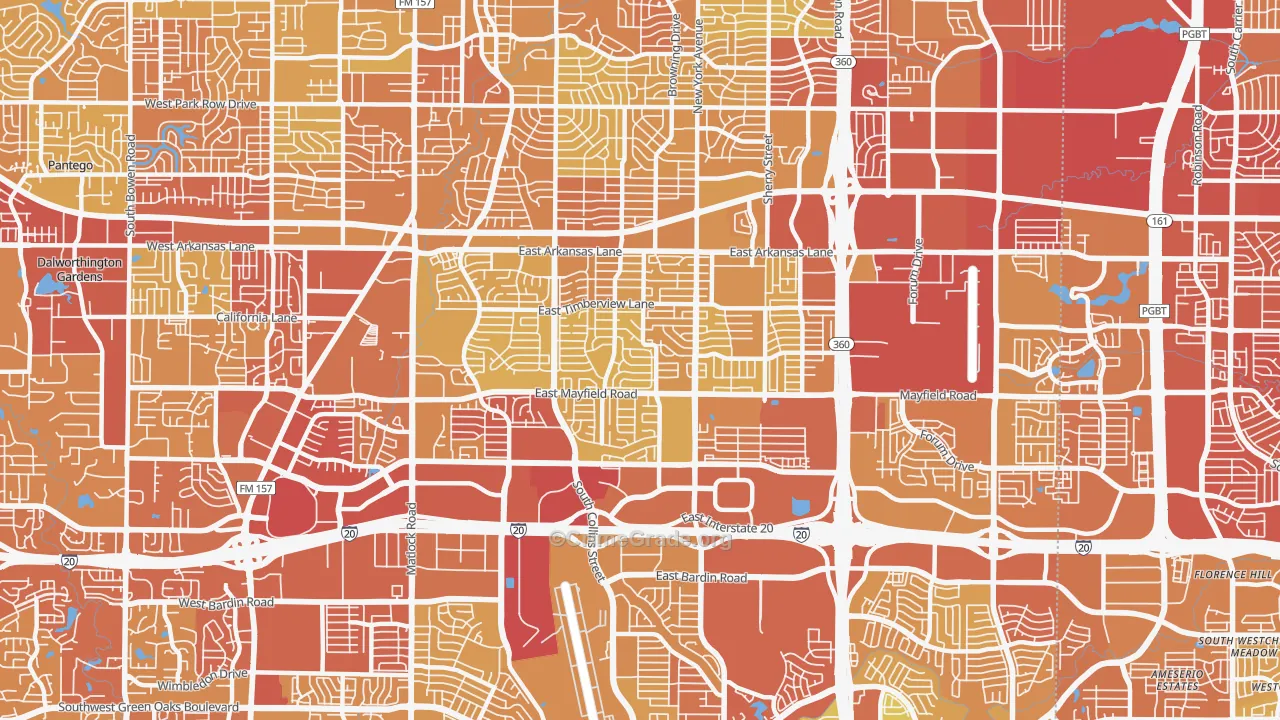 76014, TX Map of Vehicle Theft Rates