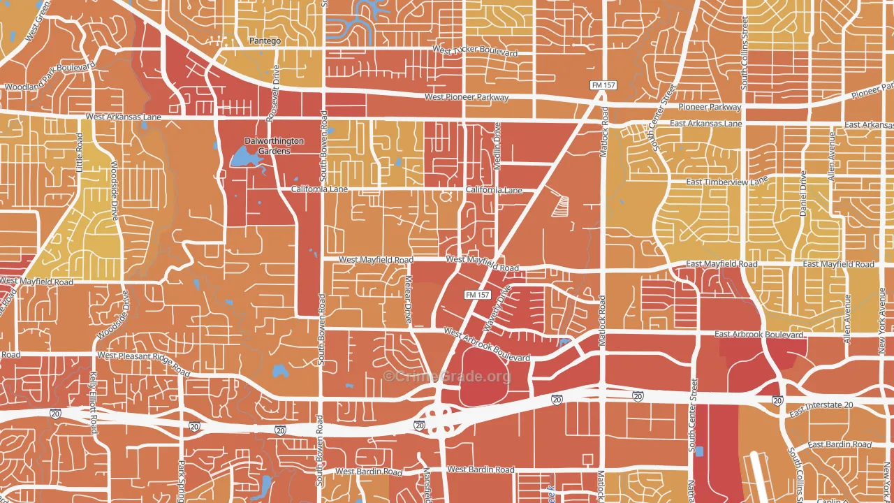 76015, TX Map of Vehicle Theft Rates