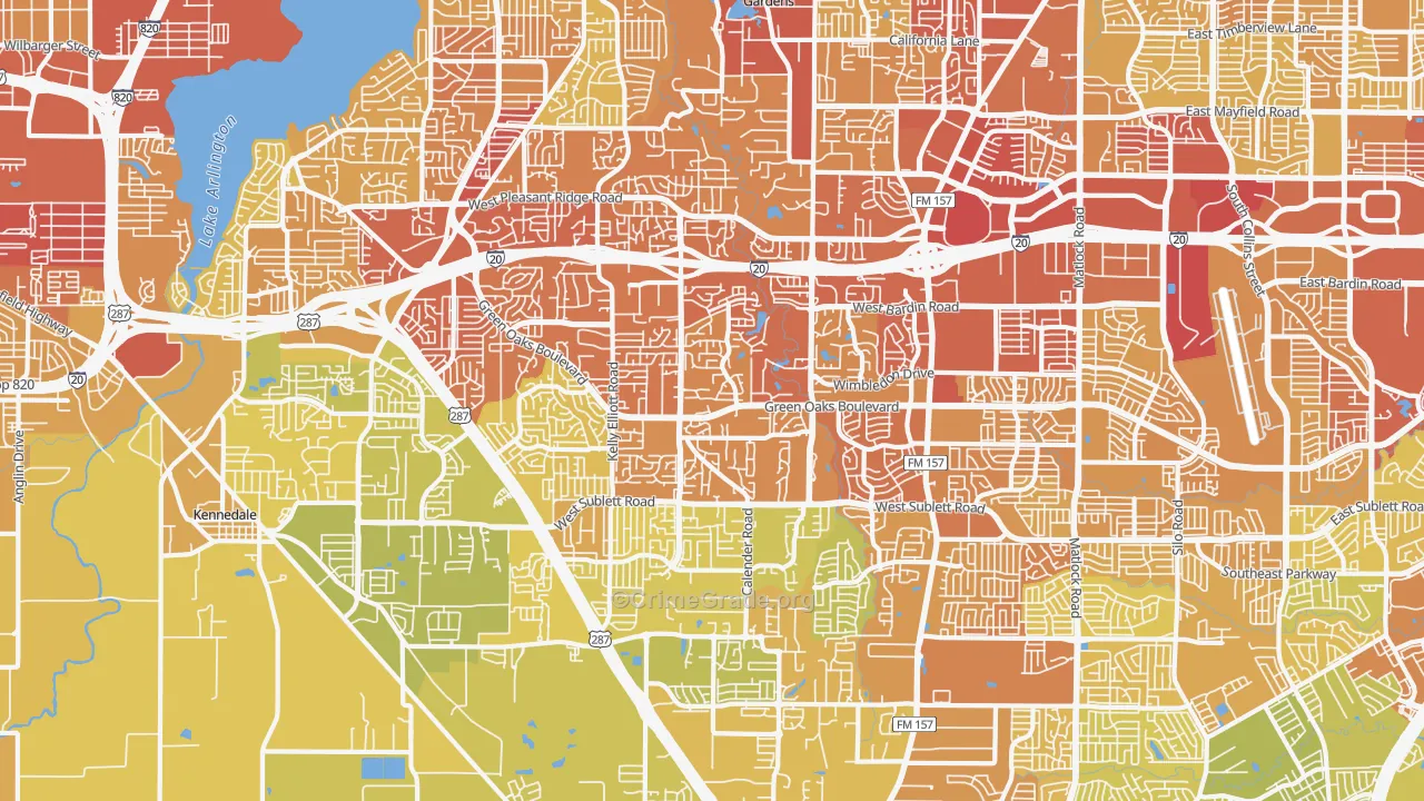 76017, TX Map of Vehicle Theft Rates