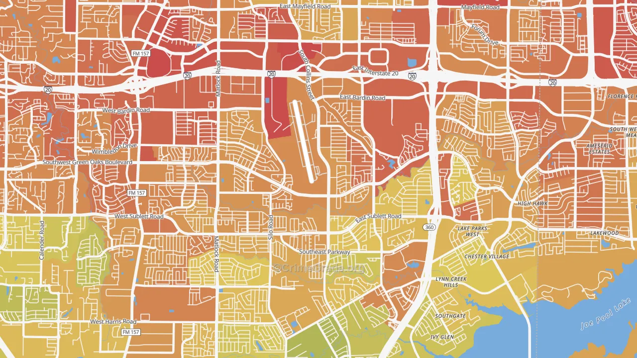 76018, TX Map of Vehicle Theft Rates