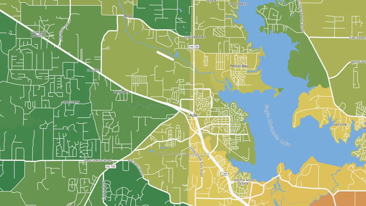 76020, TX Map of Vehicle Theft Rates