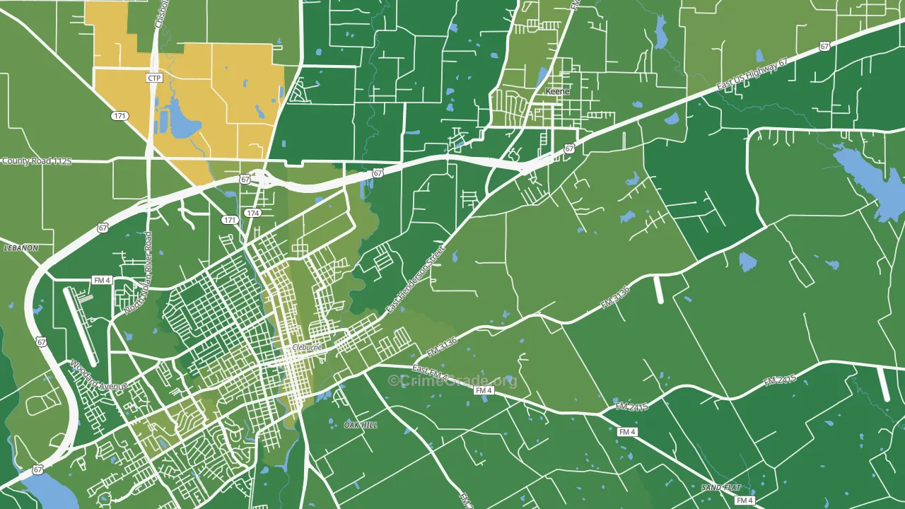 76031, TX Map of Vehicle Theft Rates
