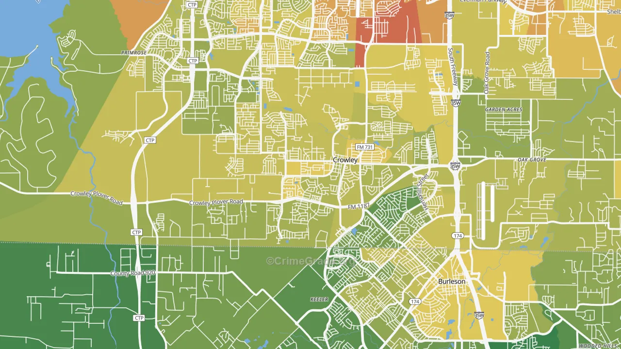 76036, TX Map of Vehicle Theft Rates