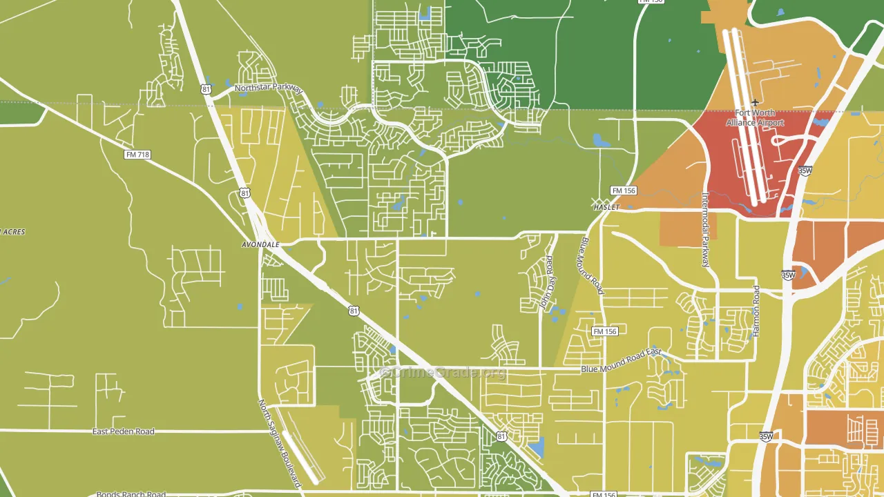 76052, TX Map of Vehicle Theft Rates