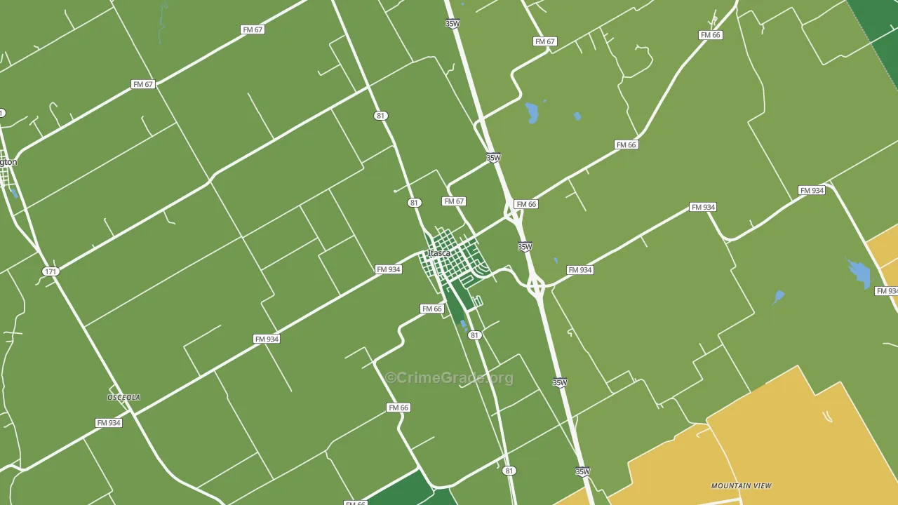 76055, TX Map of Vehicle Theft Rates