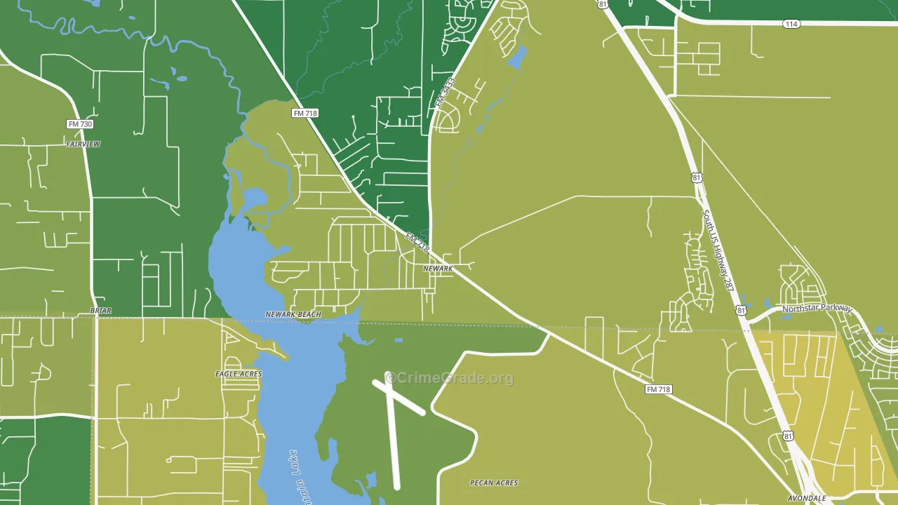 76071, TX Map of Vehicle Theft Rates