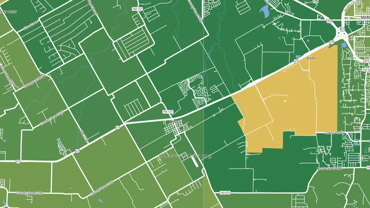 76084, TX Map of Vehicle Theft Rates