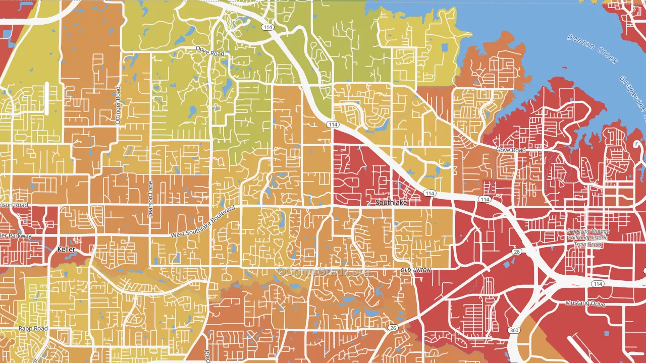 76092, TX Map of Vehicle Theft Rates