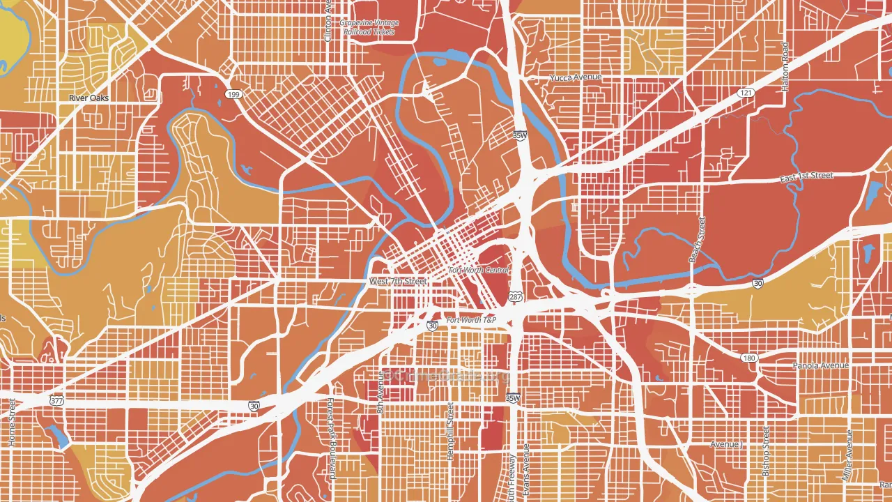 76102, TX Map of Vehicle Theft Rates