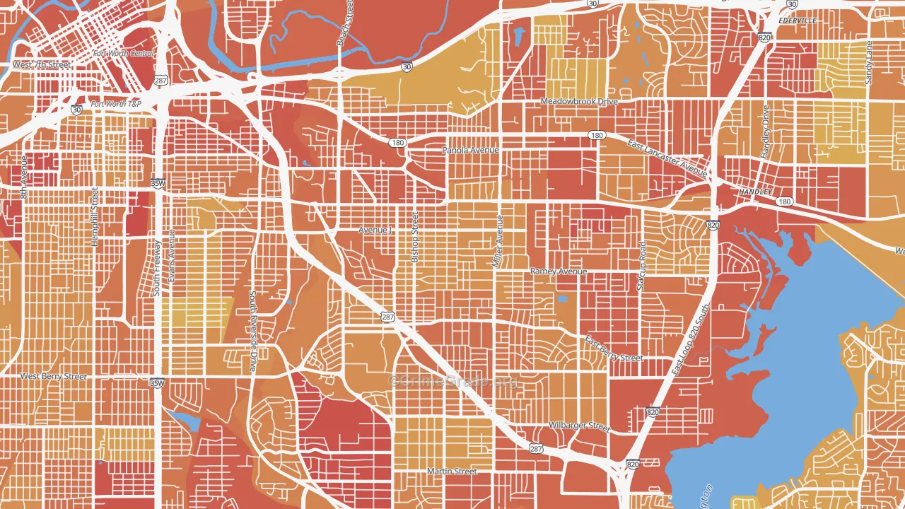 76105, TX Map of Vehicle Theft Rates