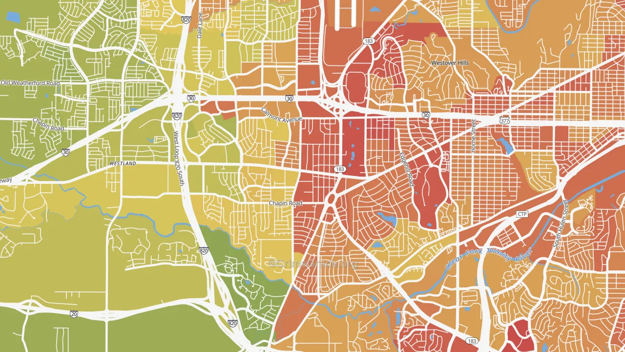 76116, TX Map of Vehicle Theft Rates