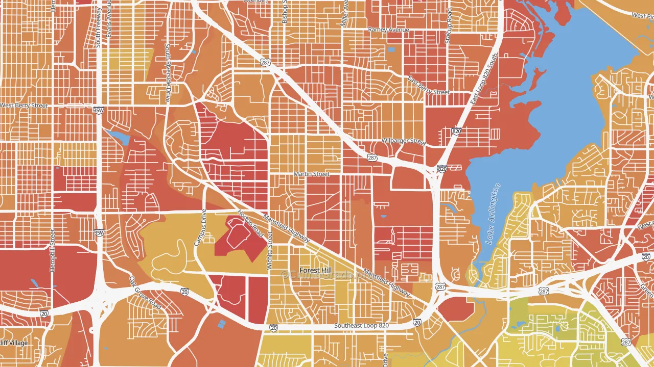 76119, TX Map of Vehicle Theft Rates