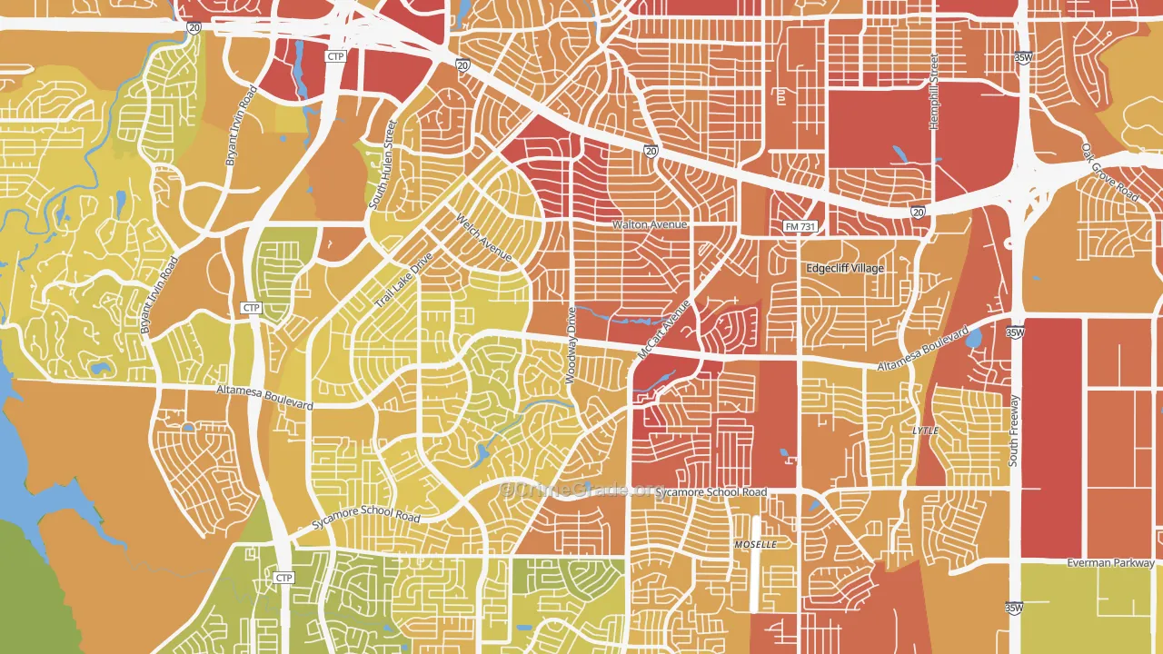 76133, TX Map of Vehicle Theft Rates