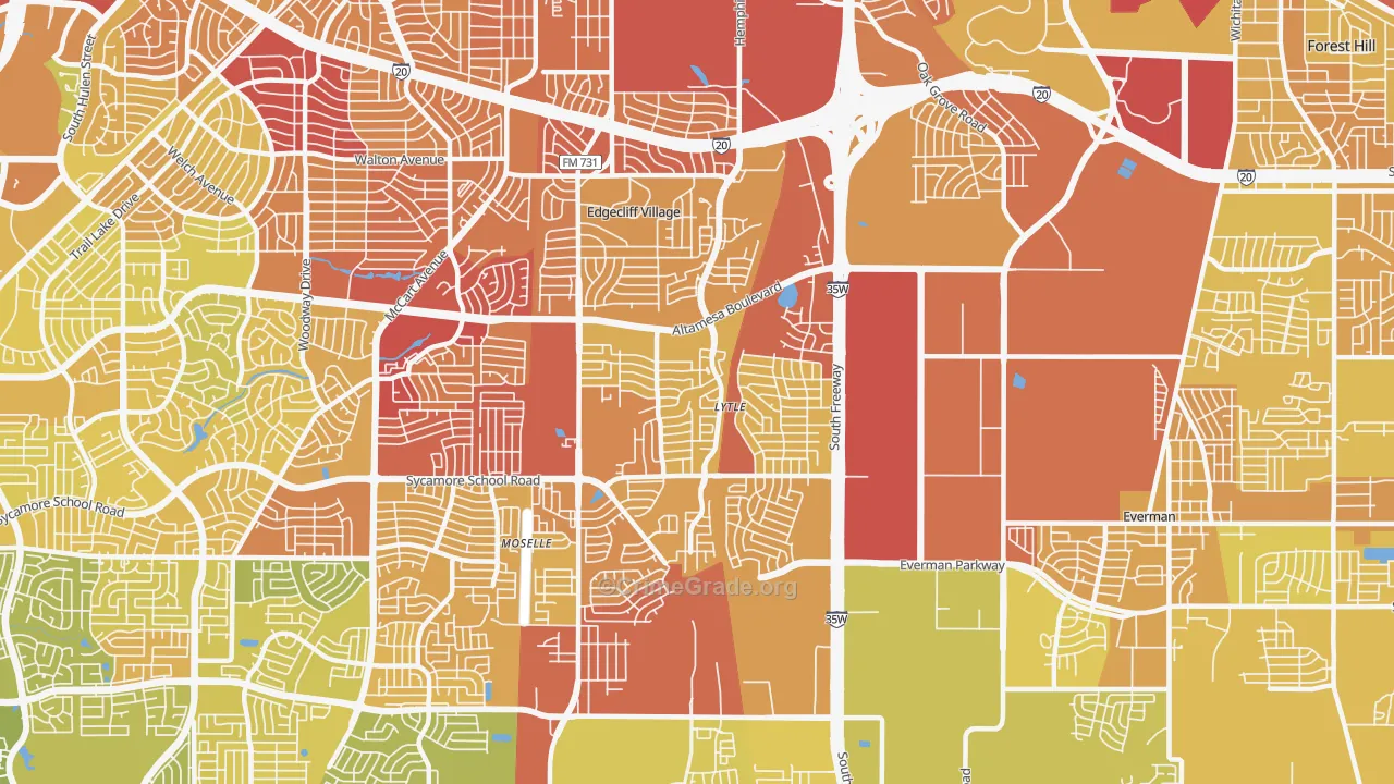 76134, TX Map of Vehicle Theft Rates