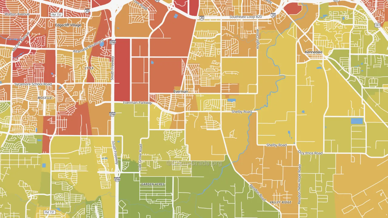 76140, TX Map of Vehicle Theft Rates