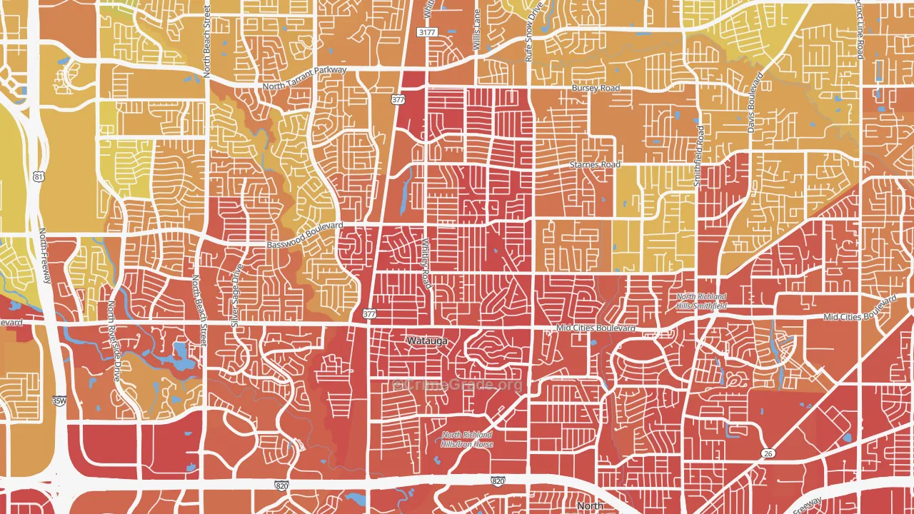 76148, TX Map of Vehicle Theft Rates