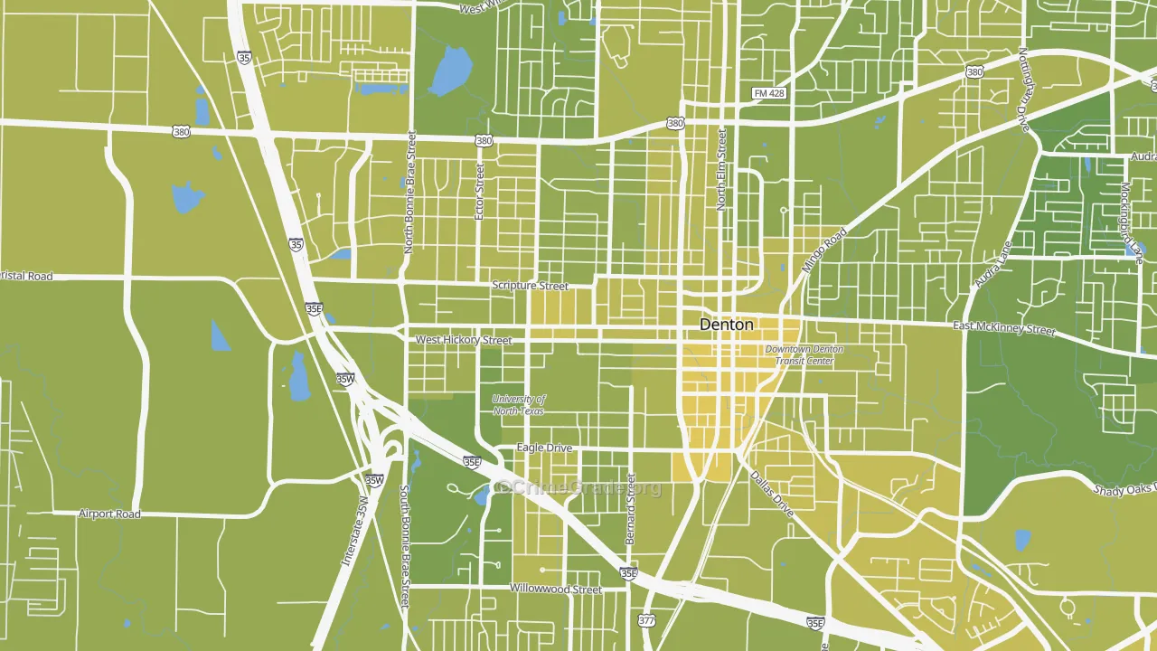 76201, TX Map of Vehicle Theft Rates
