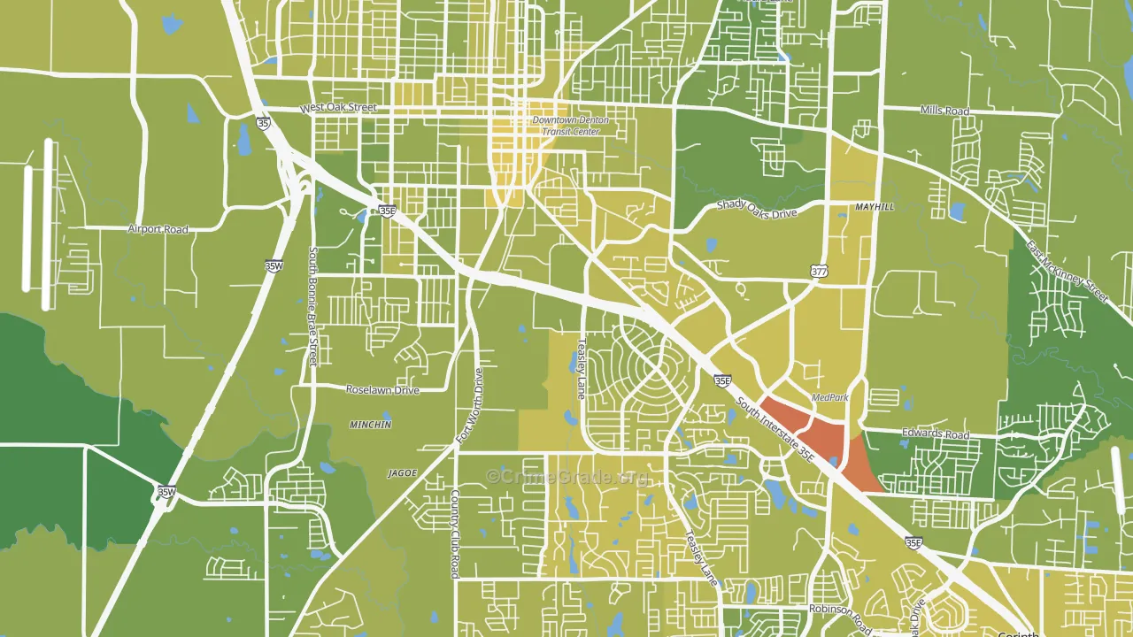 76205, TX Map of Vehicle Theft Rates