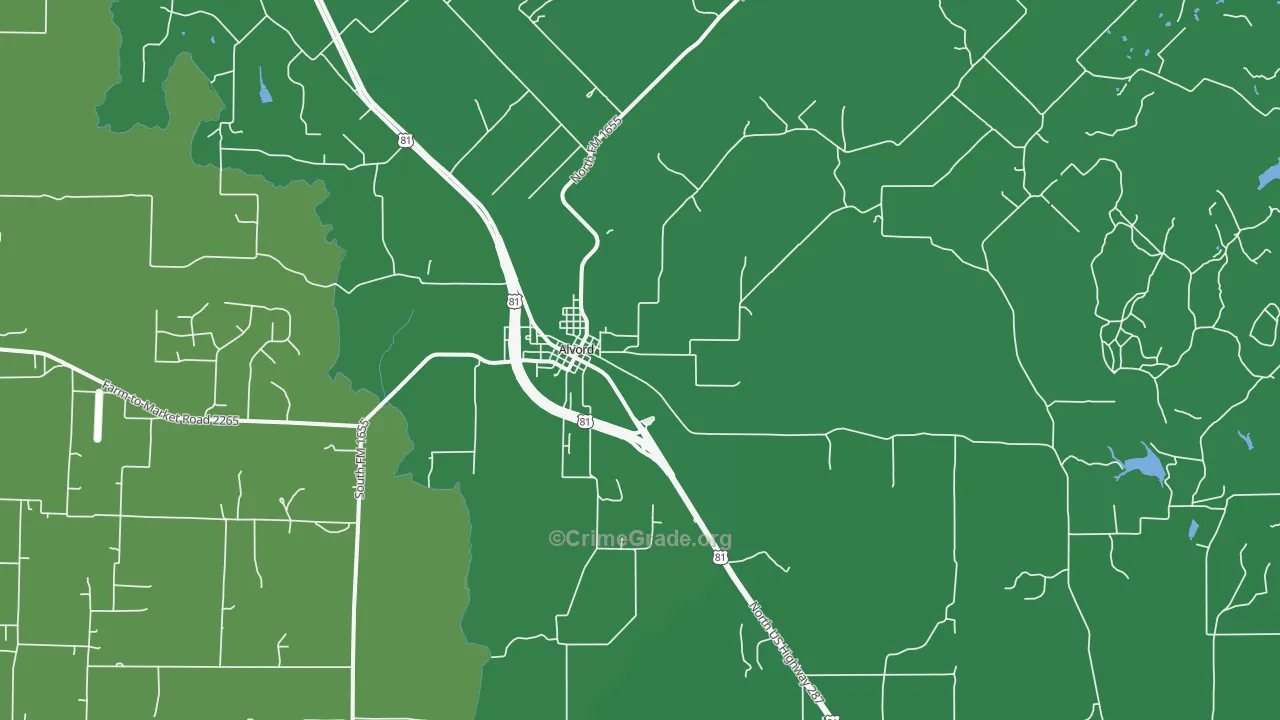 76225, TX Map of Vehicle Theft Rates