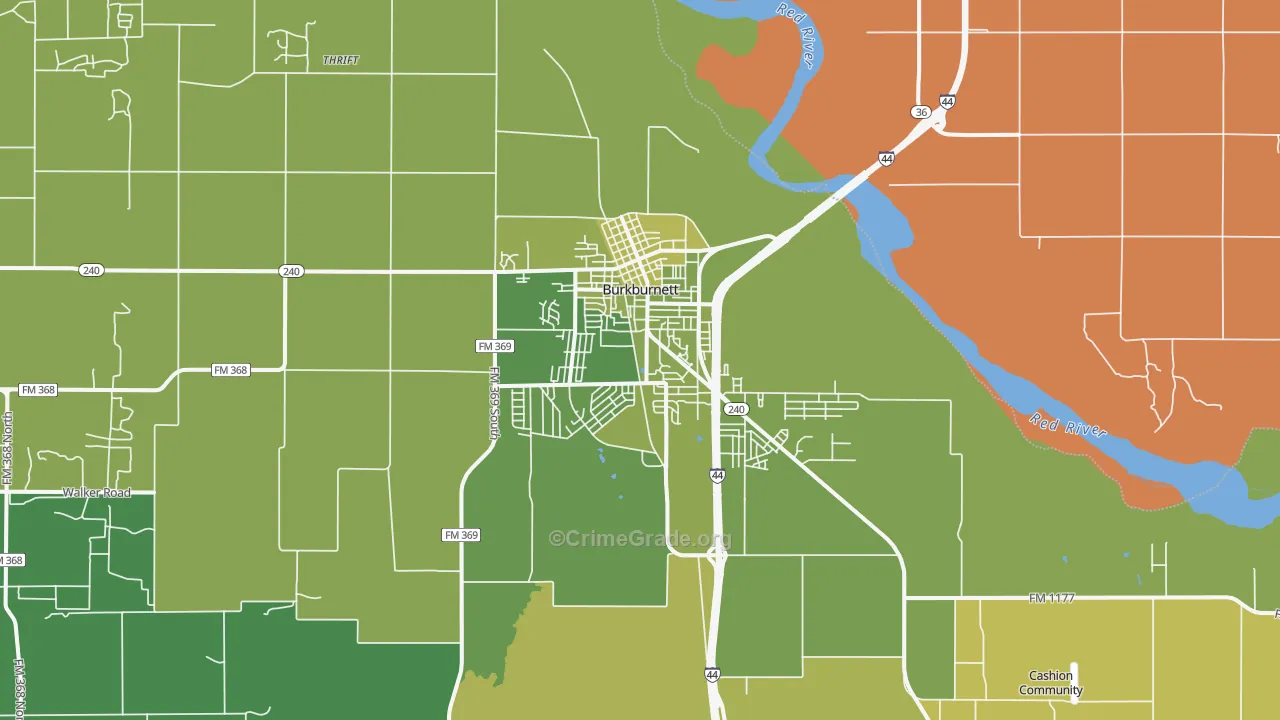 76354, TX Map of Vehicle Theft Rates