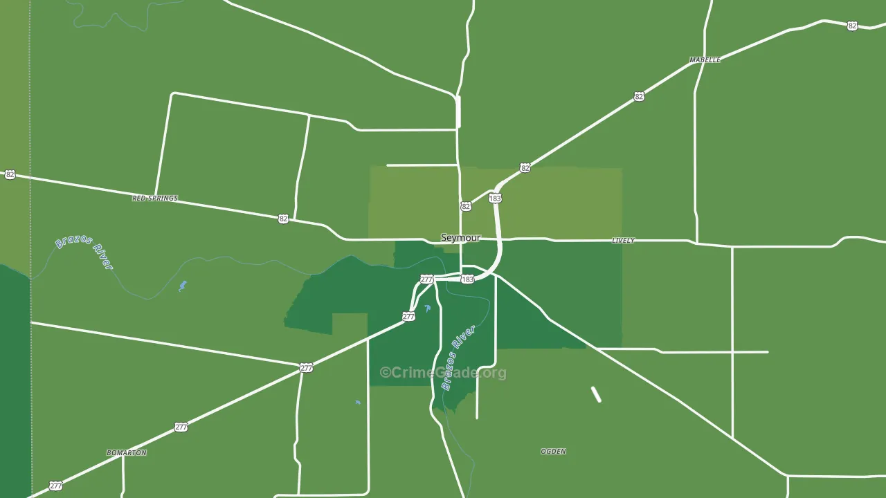 76380, TX Map of Vehicle Theft Rates