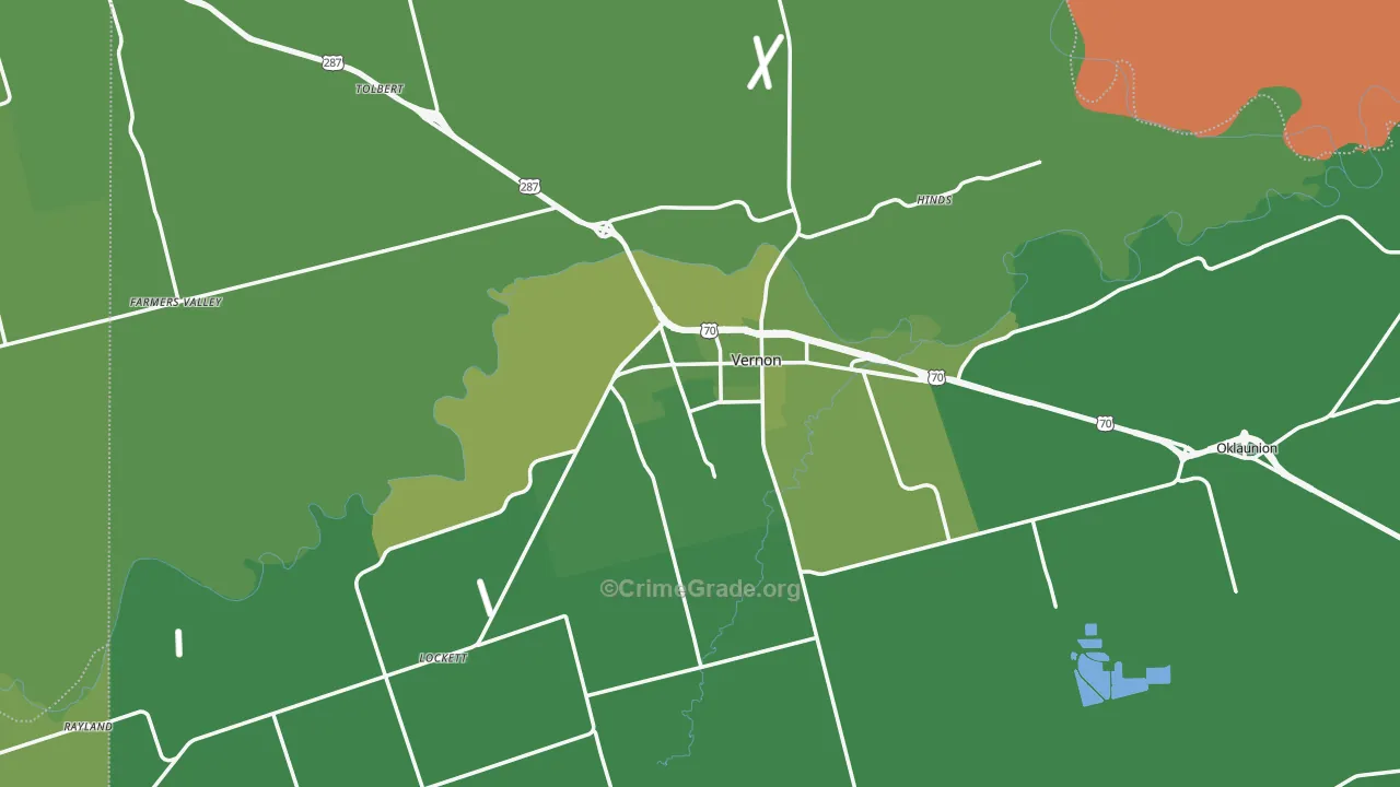 76384, TX Map of Vehicle Theft Rates