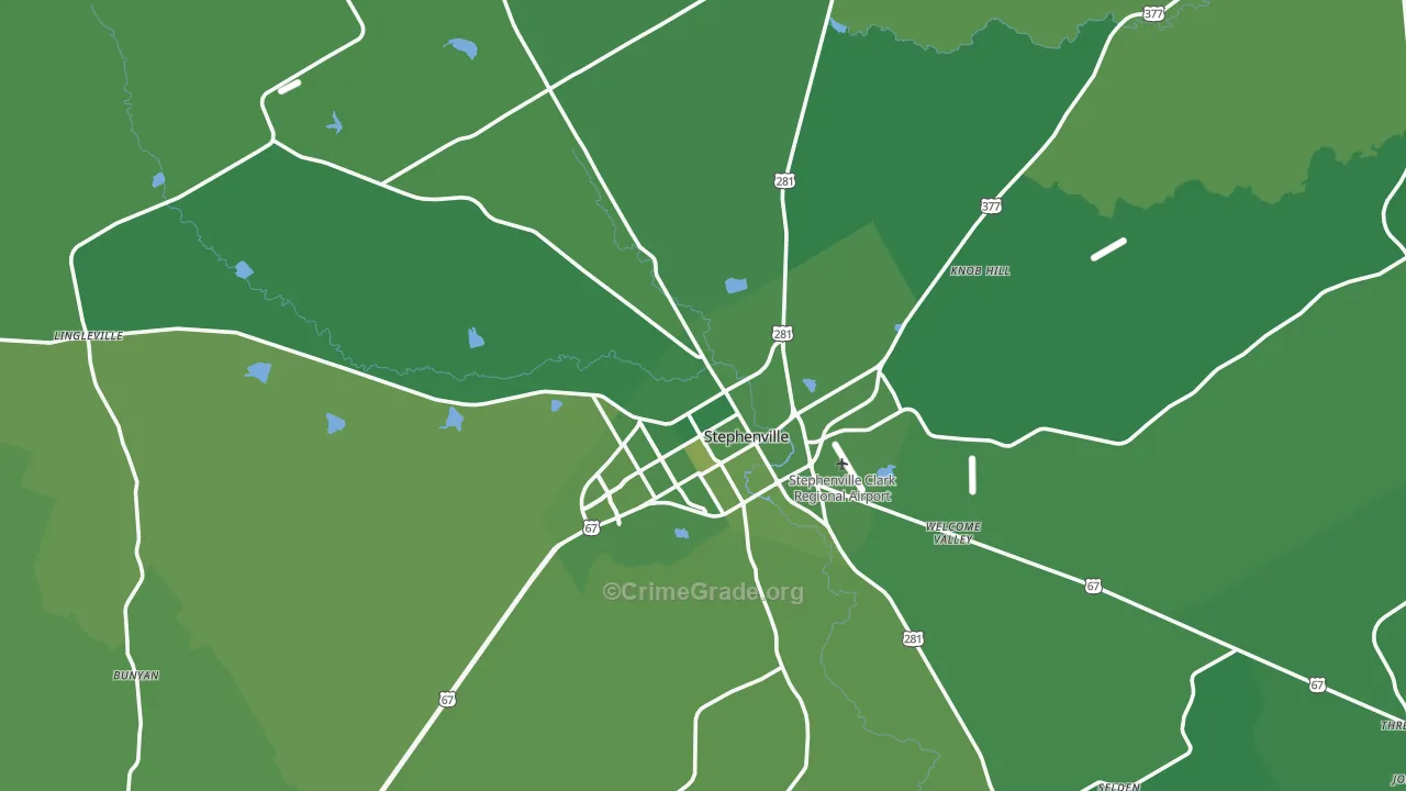76401, TX Map of Vehicle Theft Rates