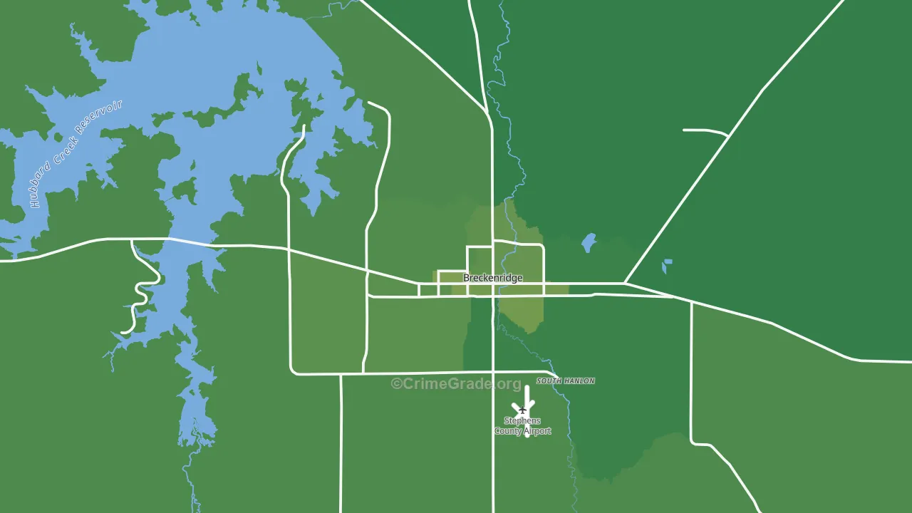 76424, TX Map of Vehicle Theft Rates
