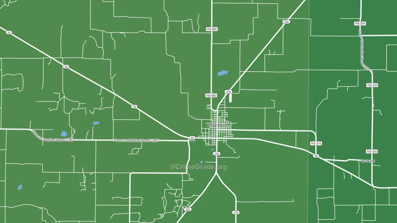 76443, TX Map of Vehicle Theft Rates